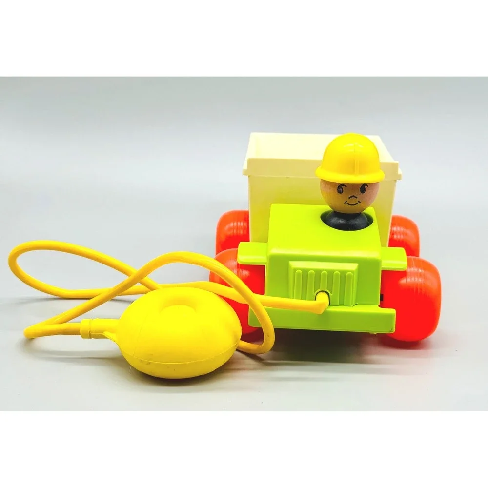 Fisher Price Jiffy Dump Truck Multicolor Vintage 1970 Model 156 Squeeze Bulb